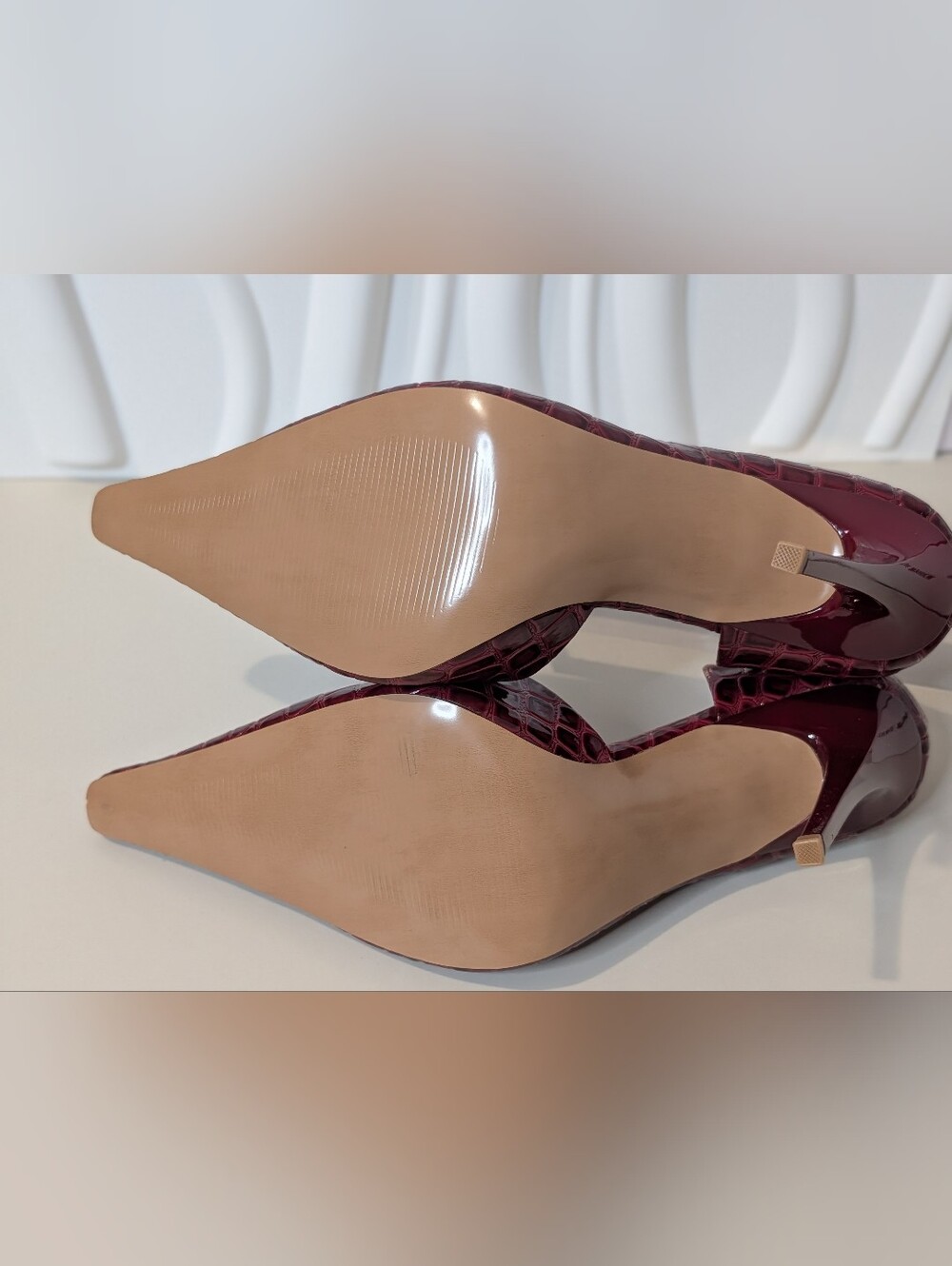 Steve Madden Burgundy Crocodile-Embossed Pointed Toe Heels - Picture 10 of 15